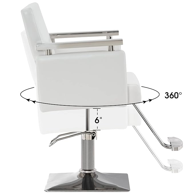 BarberPub Classic Hydraulic Barber Chair Styling Salon Chair for Hair Stylist Beauty Spa Equipment 8808 (White)