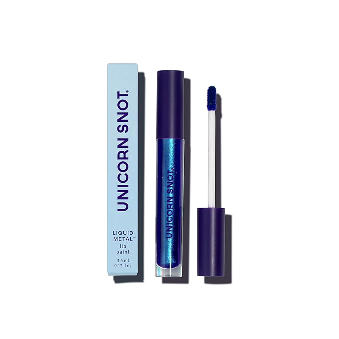 UNICORN SNOT Liquid Metal Lip Paint | Intense Pigment, Non-drying, Metallic Lip Color Makeup for Holiday, Stocking Stuffers, Christmas Gift | Vegan & Cruelty-free Lip Makeup - Vapor (Electric Blue)