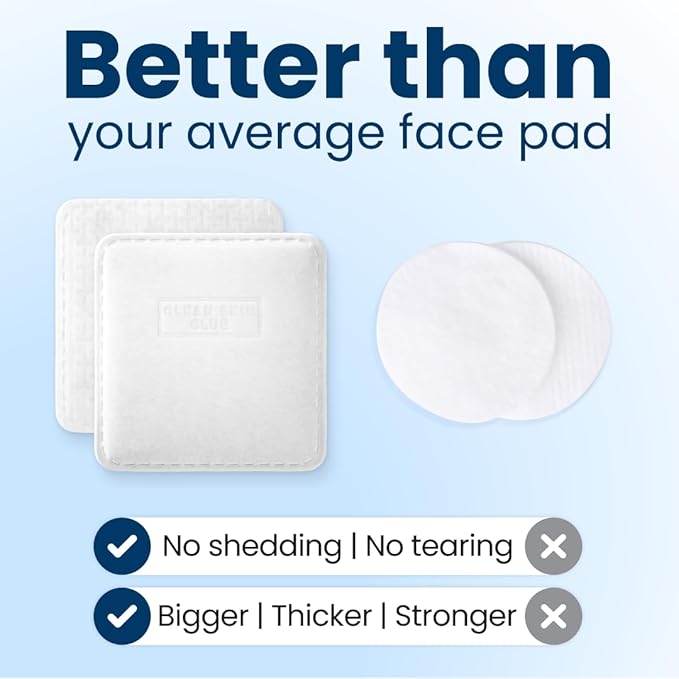 Clean Skin Club Clean² Pads 2.0 [New & Improved Edges] Guaranteed Not to Shed & Tear Face Pads, Unique Triple Layers, Textured & Ultra Soft Side, Organic Disposable Cotton, Pair with Makeup Remover