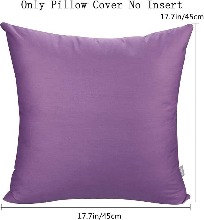 Thmyo 4-Pack 100% Cotton Comfortable Solid Decorative Throw Pillow Case, Square Cushion Cover Pillowcase Sublimation Blank Pillow Covers DIY Throw Pillowcase for Sofa(18x18 inch/ 45x45cm,Purple)