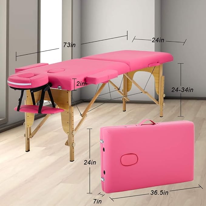 BestMassage Massage Bed Portable Massage Table 24 inch Wide Lash Bed Height Adjustable 2 Folding Spa Table with Non-Woven Bag for Spa Footmassage Facial CareSpa Tattoo