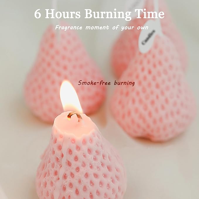 Strawberries Candles Gifts for Women, Aromatherapy Candle, Room Decor Cute Strawberries Shaped Scented Candles, Aesthetic Decorative (9 Pink, 3 Inch)