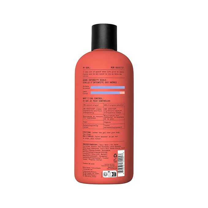 cleanjourney Moisturizing Body Wash, Niacinamide & Glycerin, Hydrating Shower Gel, EWG Verified, Vegan, Lemonade Squeezy, 16 Fl Oz