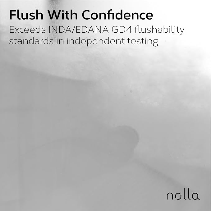 Nolla Flushable Wipes - 100% Plant-Based and Biodegradable - Soft, Unscented + Soothing Aloe and Vitamin E - For Adults and Kids 180 Count (3 Packs of 60)