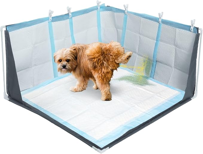 Dog Pee Pad Holder with High Walls with Pee Pads Clips | Waterproof Pee Pad Holder Foldable, Indoor Dog Potty Tray for Puppy & Large Dogs, Splash-Proof No Spill Pee Shield for Pets
