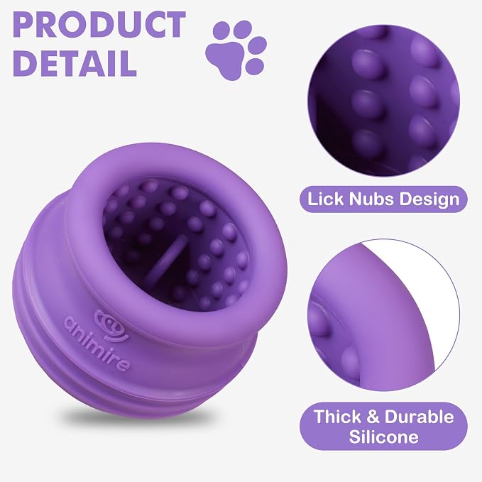 Treat Dispensing Dog Toy, Long-Lasting Interactive Puzzle Toys for Dogs, Stuffable Dog Enrichment Frozen Lick Treat Toy for Boredom, BPA Free Silicone Fetch Catch Chew Toy (Purple,S)