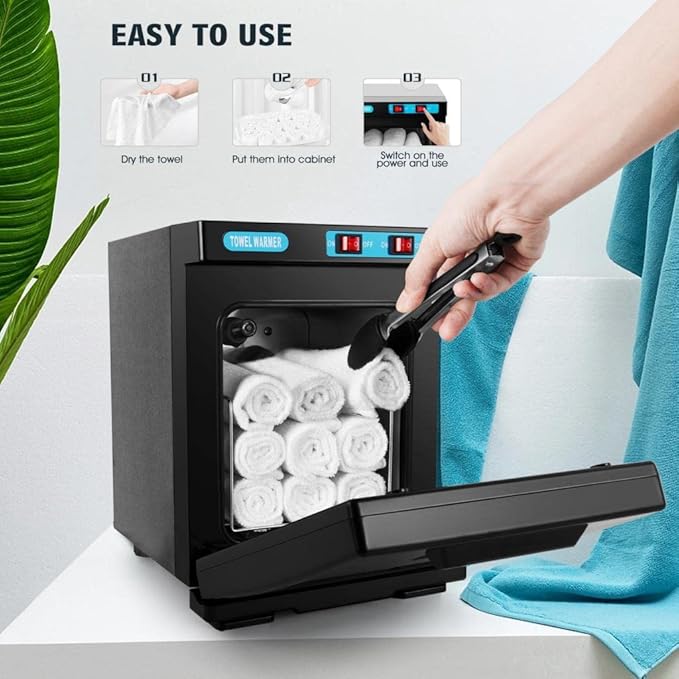 Artist hand Hot Towel Warmer for Spa Facials Salon, 5L Small Hot Towel Warmer Cabinet for Bathroom, Barber Esthetician, and Family Use (5L/Black)