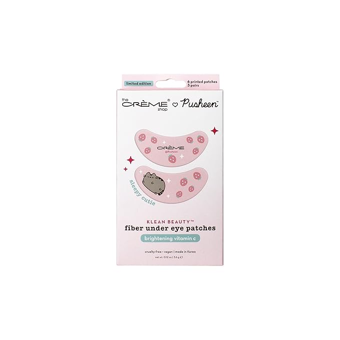 The Crème Shop X PUSHEEN KLEAN BEAUTY™ Fiber Under Eye Patches | Vitamin C Infused | Cooling & Moisturizing | Set of 3 Pairs | Vegan & Cruelty-Free (Set of 3)