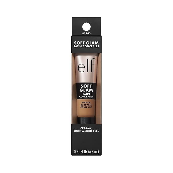 e.l.f. Soft Glam Satin Concealer, Medium Coverage For Blemishes & Under-Eye, Crease-Resistant, Long Lasting, Vegan & Cruelty-Free, 40 Tan Warm