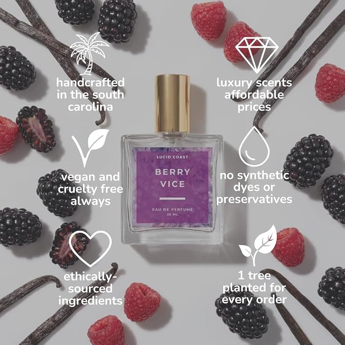 Vanilla Blackberry Eau de Parfum - Perfume for Women, Vanilla Perfume Spray with Blackberry, Raspberry Blossom, Vanilla Bean and Warm Amber Fragrance - Long Lasting, Made in the USA
