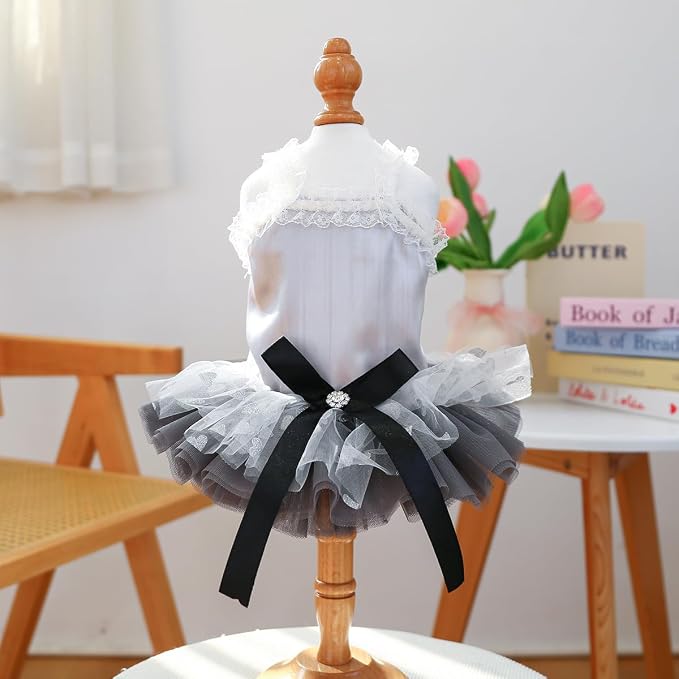 Dog Lace Dress Cat Suspender Skirt (Spinning Tutu,XL) | Summer Autumn Small & Medium Pet Party Dress For Yorkie Maltese Chihuahua Pug Shih Tzu Toy Poodle French Bulldog