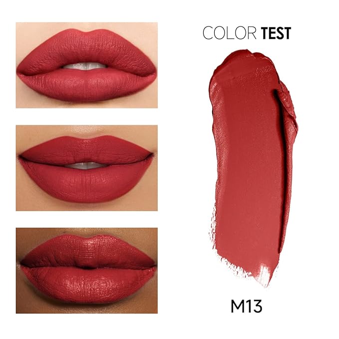 CARSLAN Matte Lipstick Hydrating Lip Color Makeup, Highly Pigmented Lipstick with Moisturizing Formula, Lightweight, Smooth, M13