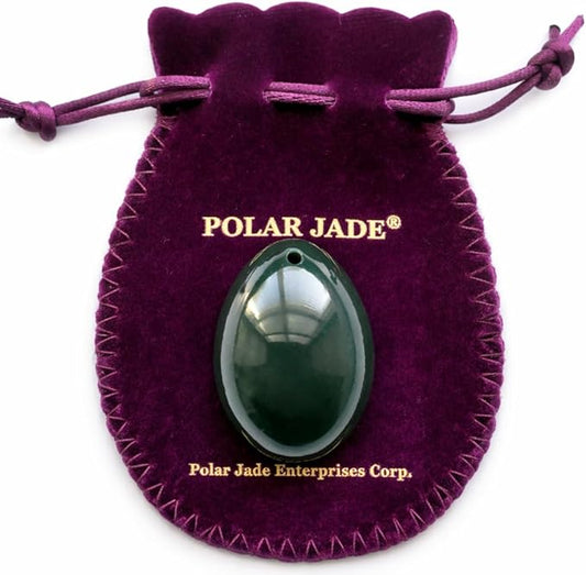 Polar Jade Nephrite Jade Stone Egg – Medium Size (43 × 30 mm), Natural Jade Healing Stone, Predrilled Polished Gemstone Egg