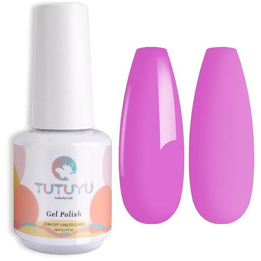 Pastel Purple Gel Nail Polish,Macaron Bright Purple Gel Polish for DIY Nail Art and Manicure Salon, 0.51 Fl Oz Neon Purple UV/LED Soak off Gel Polish - GP0021