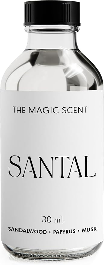 The Magic Scent Santal Fragrance Oil - Diffuser Oil Scent - Cold-Air & Ultrasonic Santal Diffuser Oil - Santal Essential Oil Aroma Diffuser Oils Scents for Home - Sandalwood Oil - 1 fl oz, 30 mL