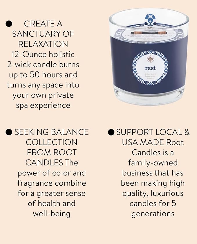 Root Candles Seeking Balance Scented Beeswax Blend Spa 2-Wick Aromatherapy Candle, 12-Ounce, Rest: Chamomile & Eucalyptus
