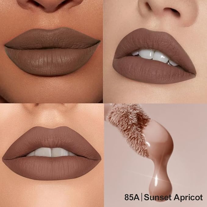 Velvet Matte Lip Stain – Long Lasting Waterproof Liquid Lipstick, Transfer-Proof Lightweight Lip Gloss, Non-Sticky Soft Matte Lip Tint with High Pigment, Smudge-Proof Lip Stain for All-Day Wear #85A