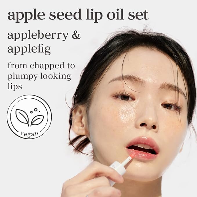 NOONI Korean Lip Oil Set - Appleberry & Applefig | Long-Lasting, Moisturizing, Plumping, Revitalizing for Dry Lips, Waterproof, No Peel Off, Stocking Stuffers, 0.12 FL Oz x 2ea