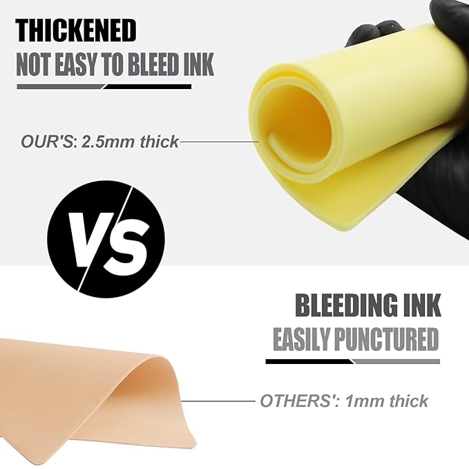 2.5MM Tattoo Practice Skin - Autdor 5Pcs Thick Tattoo Skin Double Sides 12x8in Fake Skin Realistic Tattooing and Microblading Eyebrow Practice Skin for Tattoo Supplies,Beginner and Experienced Artist