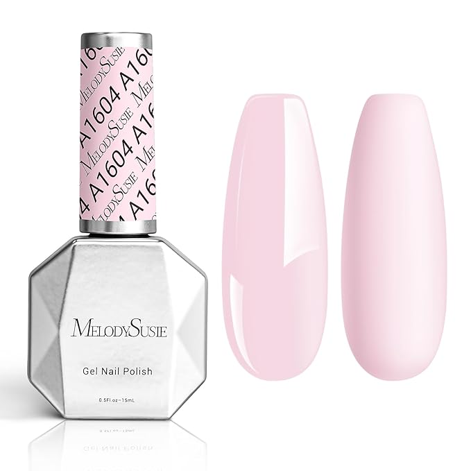 MelodySusie Thick Creamy Pink Gel Nail Polish,0.5fl oz Nails Soak Off UV LED Pastel Pink Gel Polish Gift for Women Nail Art Manicure Salon DIY Nail Design Decoration at Home-A1604