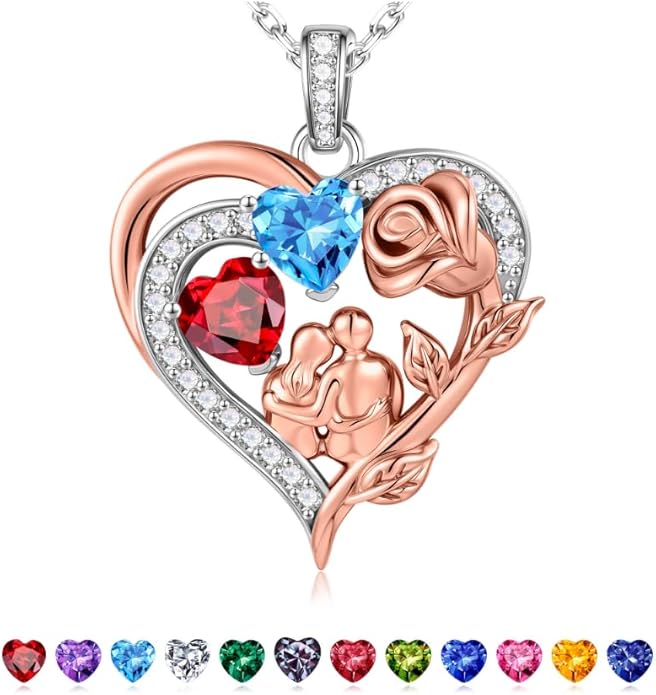 Iefil Valentines Day Gifts for Her - 925 Sterling Silver Birthstone Necklace for Women, Anniversary Birthday Gifts for Wife Girlfriend Mom