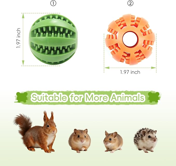 2 PCS Hamster Balls, Hamster Toy Enrichment Foraging Ball, Guinea Pig Maze Intellectual Toys Treat Balls, Snack Hidden Dispenser, Small Animals Slow Feeder for Guinea Pigs Rats Rabbits