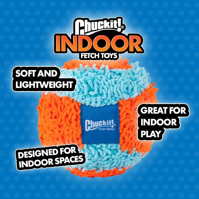 Chuckit! Indoor Fetch Roller Toy for Dogs - Interactive Dog Toys for Boredom, Orange and Blue 4.7 inches (Pack of 12)