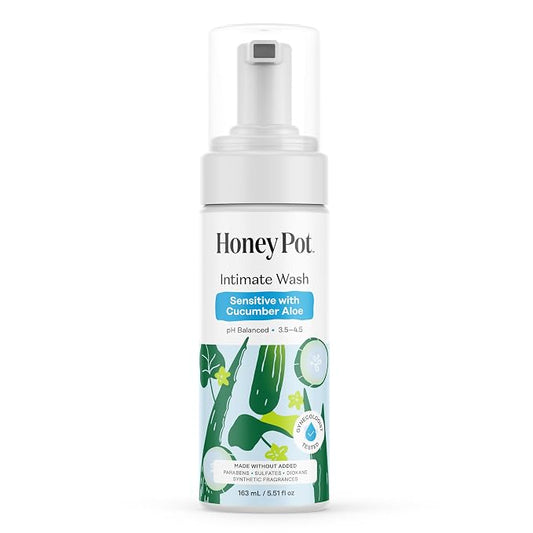 The Honey Pot Company - Feminine Wash - Sensitive w/Cucumber Aloe - pH Balanced, Herbal Infused Plant-Based Feminine Care for Sensitive Skin - Daily Intimate Cleanser for Women - 5.51 Fl Oz