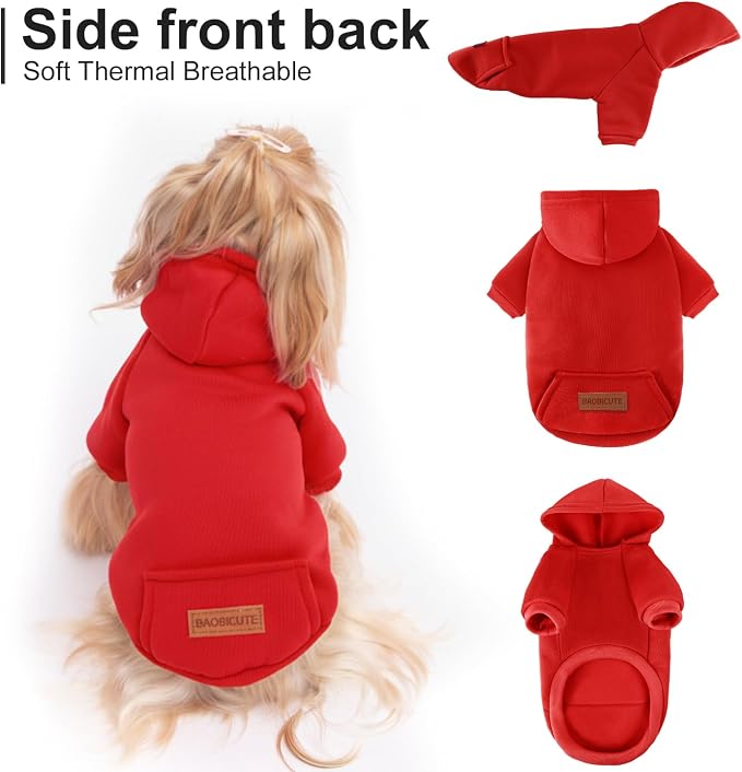 2 Pack Dog Hoodie Warm Hood Dog Sweater Cold Weather Small Dogs Sweatshirt Comfort Pet Clothes for Small Medium Dogs with Pockets Cats Chihuahua Clothes for Male Female Girl Boy Sporty Daily Wear