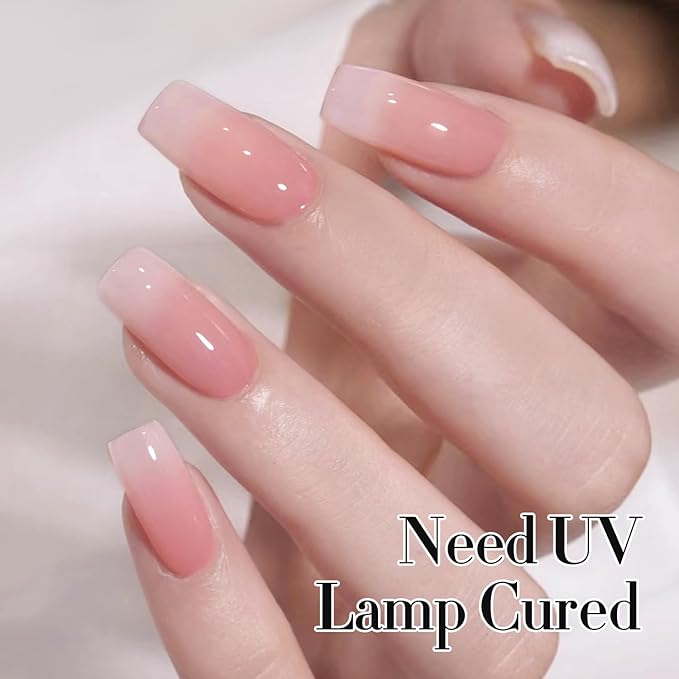 Double Rhythm 0.50 OZ Translucent Gel Polish Same Color Same Bottle Sheer Pastel Neutral Natural Milky 15 ML Jelly UV Nail Art DIY at Home (Jelly Rose Pink-A1380)