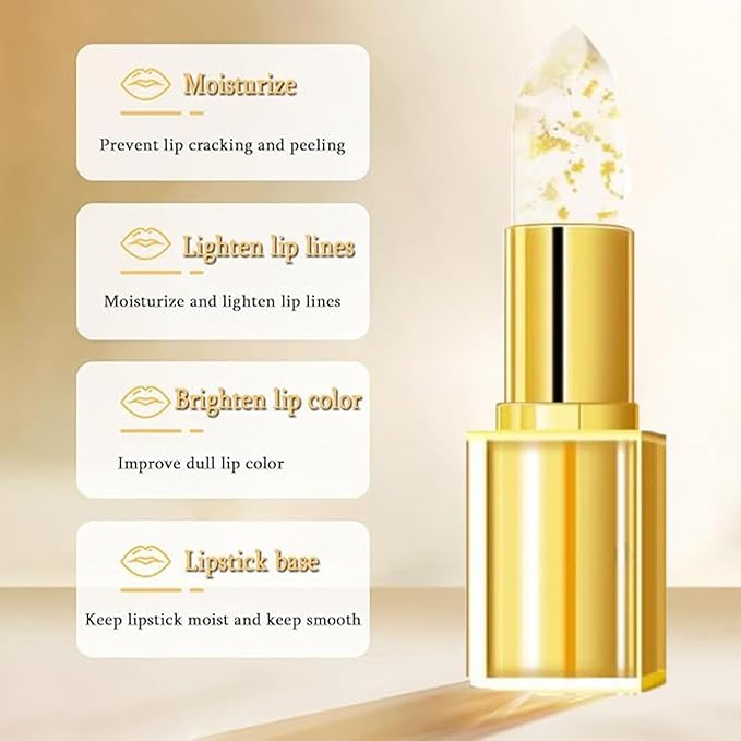 Glossan True Tone Lipstick, Glossan Lipstick, Gold Crystal Color Changing Lip Stick, Long Lasting 24 Hours Moisturizing Glossy Shine Lip Gloss (2pcs)