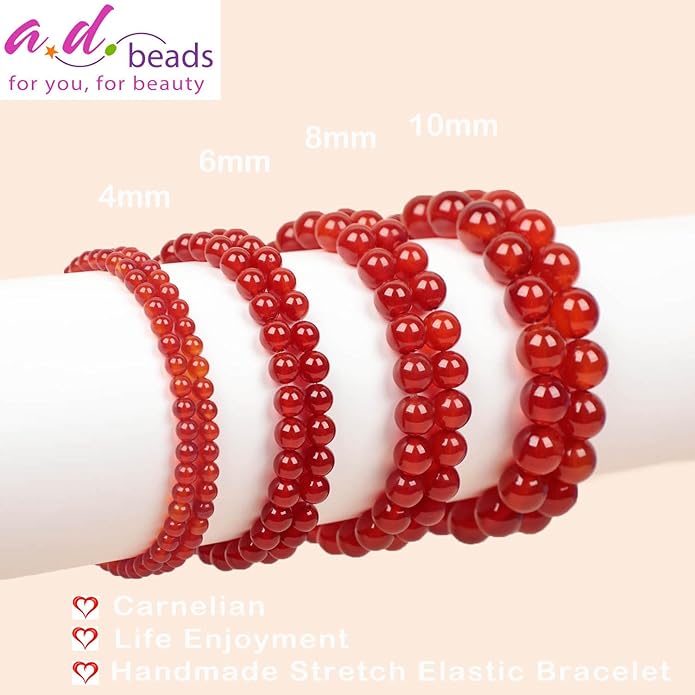 AD Beads Handmade Gemstone Stretch Elastic Bracelet Crystal Healing Reiki Nature's Beauty and Spiritual Essence Unisex