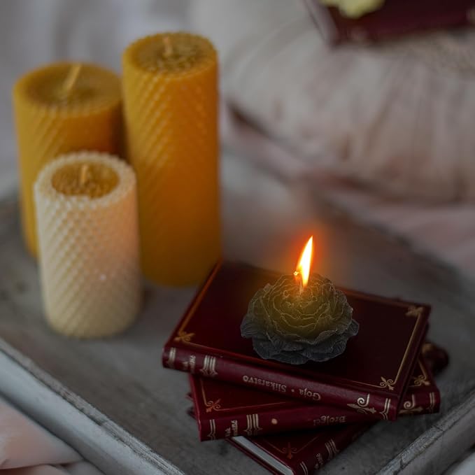 4 Pcs Low Temperature Candles Glitter Black Peony Flower Home Scented Candle Kit Pure Natural Soybean Oil Candle Aromatherapy Romantic Wax Play Candle for Lovers Couples