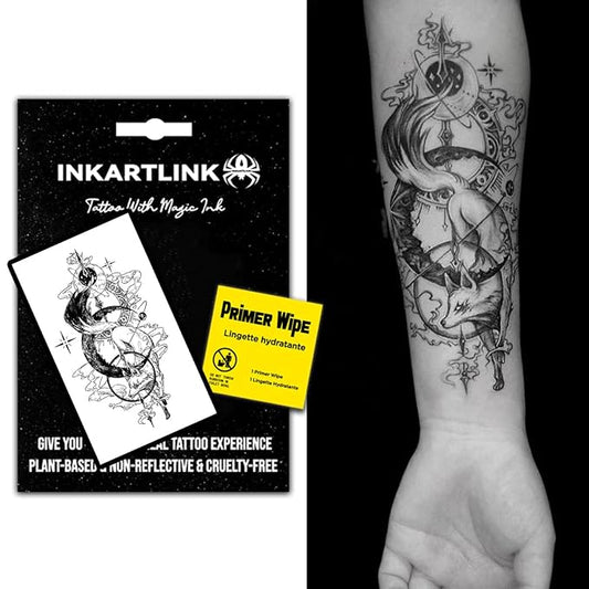 INKARTLINK Temporary Tattoos, Semi Permanent Tattoos, Cool Arm Tattoos, Waterproof and Non-reflective, Unique Design (Fox Fairy)