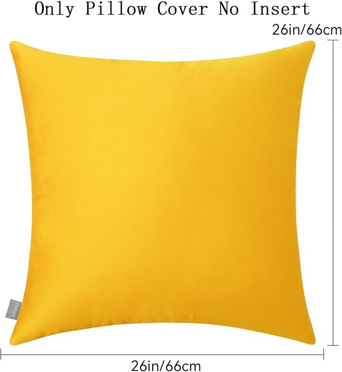 4-Pack 100% Cotton Comfortable Solid Decorative Throw Pillow Case,Thmyo Square Cushion Cover Pillowcase Sublimation Blank Pillow Covers DIY Throw Pillowcase for Sofa Couch(26x26 inch/ 66x66cm,Yellow)
