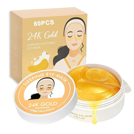 24K Gold Eye Mask – Firming Eye Gel Patches for Wrinkles & Dark Circles, Brightening Under Eye Care