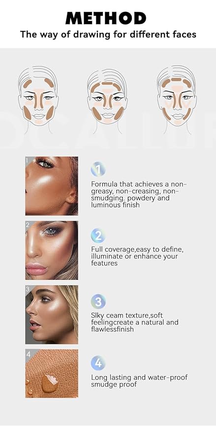 3 Pcs Face Contour Sticks Set, Shades with Highlighter & Blush Sculpted Complexion Wand Contour Long Lasting Natural Buildable Highlighters (01, 05, 06)