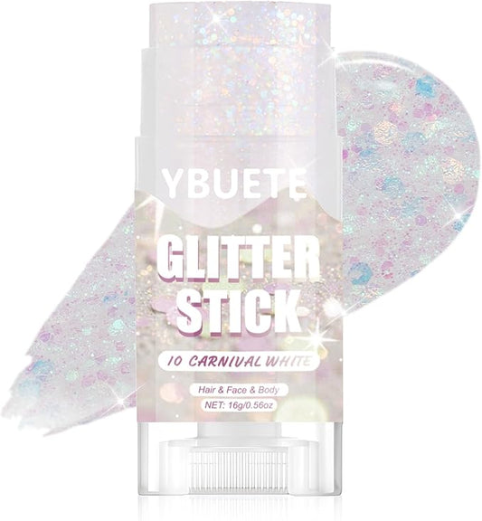 Carnival White Face and Body Glitter Stick for Sparkling Makeup, Hair Glitter Accessories for Women, Highlighting Stick for Fairy Dust, Cheerful Face Glitter for Festive Parties and Carnivals