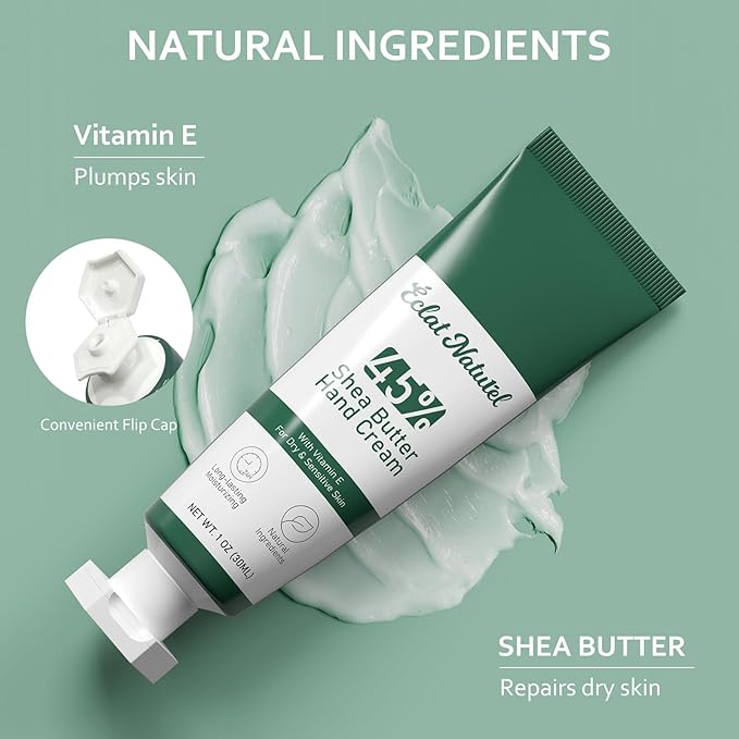 Shea Butter Hand Cream, Made with 45% Shea Butter and Vitamin E Hand Moisturizer, Deep Moisturizing Dry Hands, Mini Hand Lotion Travel Size, 1 Fl Oz (Pack of 1)