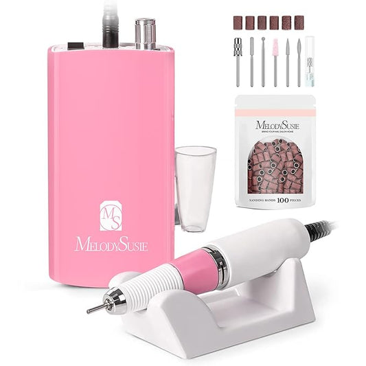 MelodySusie Entry-Level Clip-On Cordless Nail Drill with Anti-Slip Silicone Handle, SC300I 30000RPM Stable E-File for Manicure Shaping & Gel Removal, Perfect for Training, Nail Art Practice & Home Use