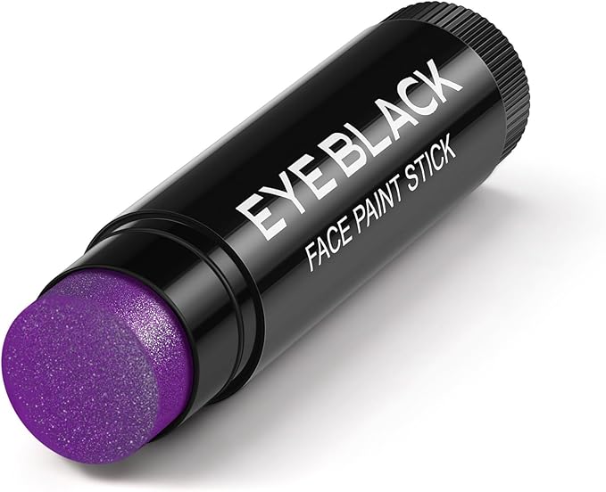 CCbeauty Purple Glitter Eye Black Stick for Baseball Football Softball Lacrosse Sport Accessories, Anti-Glare Eyeblack, Waterproof Face Paint, Last All Game, Smooth Application, High Pigmented Color