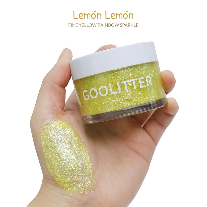 Face, Body & Hair Holographic Yellow Glitter Gel [Lemon Lemon] 2oz (60mL) | Fine | K-Beauty | Halloween, Festival, EDM, Rave, Party, Concert, Costume Makeup | Vegan, Cruelty Free