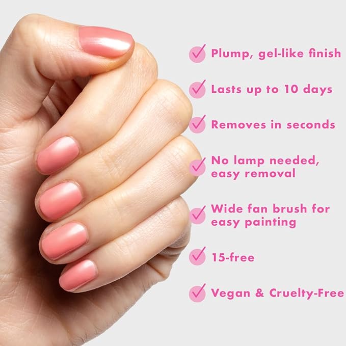 Olive & June Long Lasting Nail Polish | Spring Pastel Nails | Plump Gel-Like Finish No Lamp Needed | Lasts up to 10 days | Salon-Quality 15-Free Vegan & Cruelty-Free Chip-Resistant |Papaya Gloss Coral