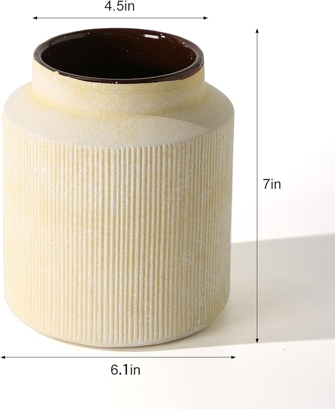 Farmhouse Vase for Home Decor, Vintage Rustic Terracotta Flower Vase Suitable for Home Decor, Living Room, Shelf, Dining Table. 7IN ZSHLXM