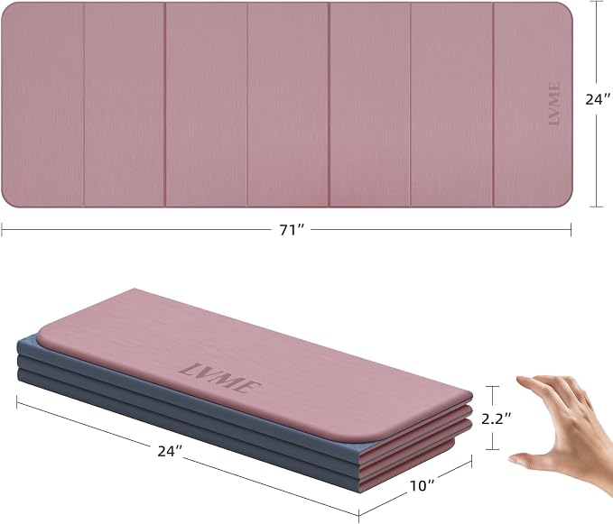 Foldable Yoga Mat 0.32 inches Thick(8mm), SGS Certified POE Material | Non Slip, 71 x 24 inches, Foldable for Travel, Pilates, Camping, Environmental Sports Mat, Odorless