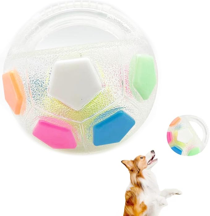 Dog Ball with Handle - Squeaky Dog Calming Ball with Handle(Transparent)