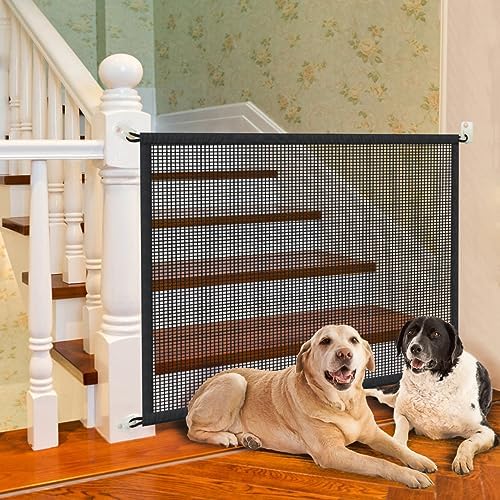 Cupount Dog Screen Mesh Gate for House, Stairs and Doorways, 29 x 41 in | Easy to Install with No Drilling, Fits 36-39 in Openings, Indoor Pet Barrier for Dogs and Puppies