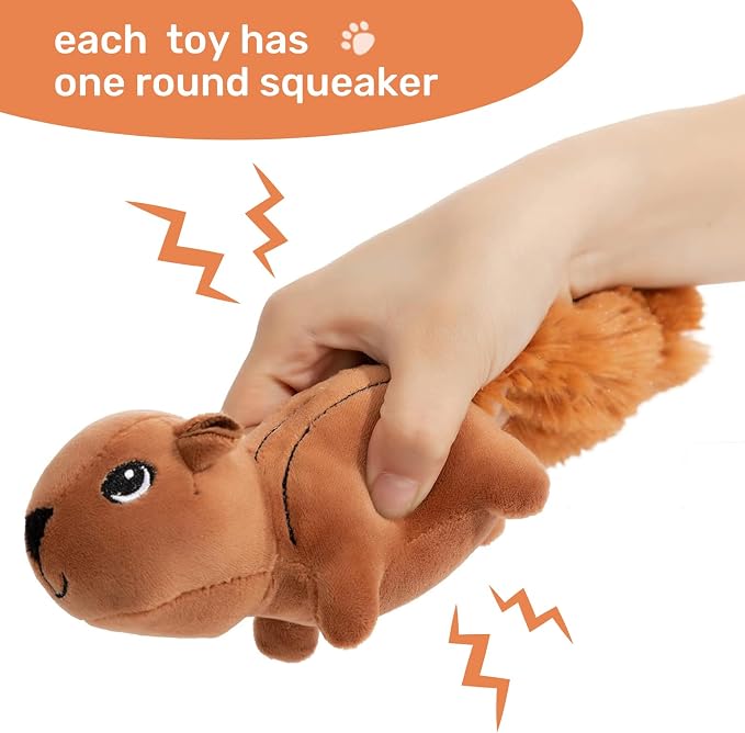 Hollypet Squeaky Hide and Seek Dog Toys for Small and Medium, Squirrel
