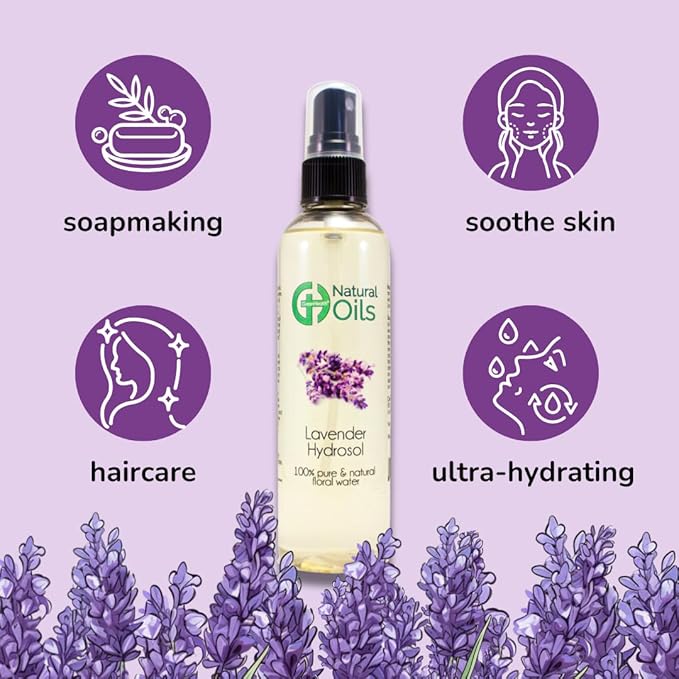 GreenHealth Lavender Hydrosol (Floral Water) - 8 fl oz Plastic Jug w/Cap - 100% Pure (NOT Oil)