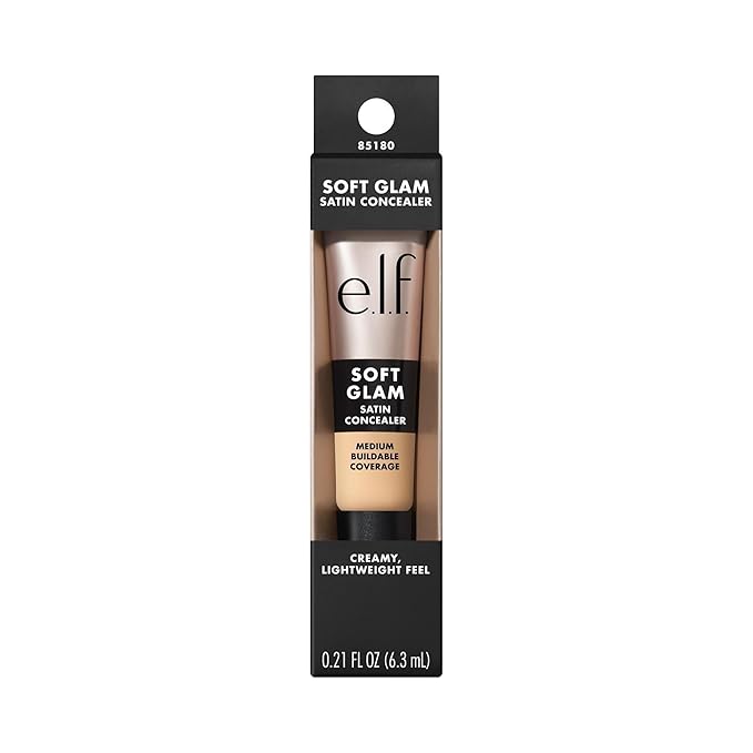 e.l.f. Soft Glam Satin Concealer, Medium Coverage For Blemishes & Under-Eye, Crease-Resistant, Long Lasting, Vegan & Cruelty-Free, 15 Fair Warm